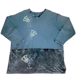 Blue Fish Green Velvet Long Sleeve Top, Blouse